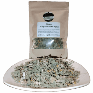 paquet de tisane au chanvre signature des ayeux avec un mélange de plantes