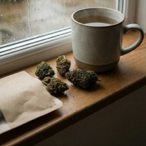 fleurs cbd outdoor du pack degustation devant une fenêtre